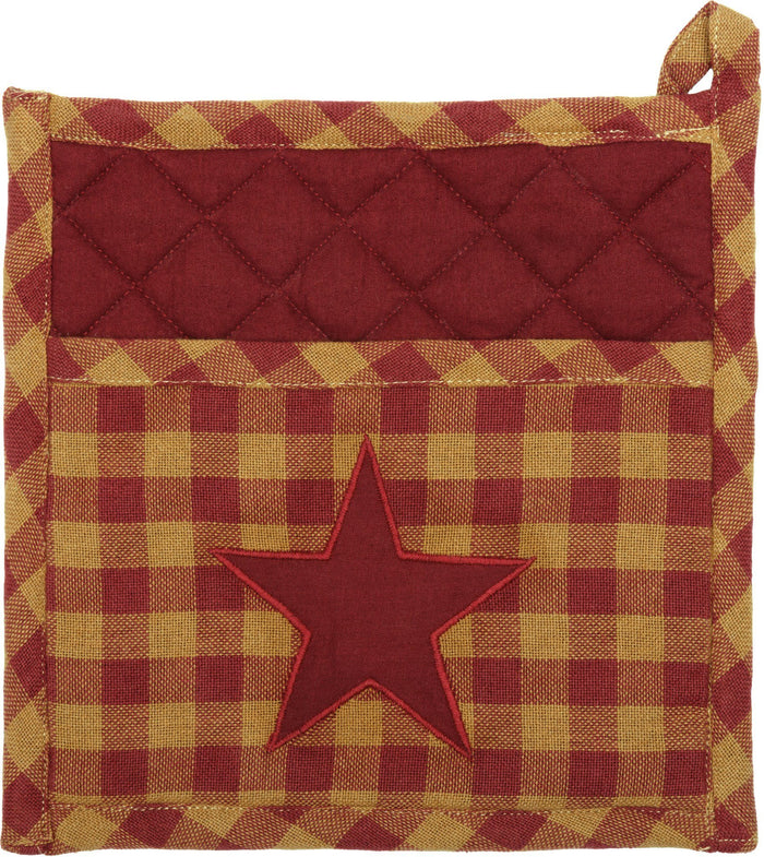 Burgundy Star Pot Holder 8" - Primitive Star Quilt Shop