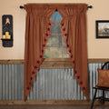 Burgundy Star Scalloped Lined Long Prairie Curtains 84" - Primitive Star Quilt Shop