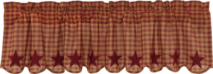 Burgundy Star Scalloped Lined Valance 60" - Primitive Star Quilt Shop