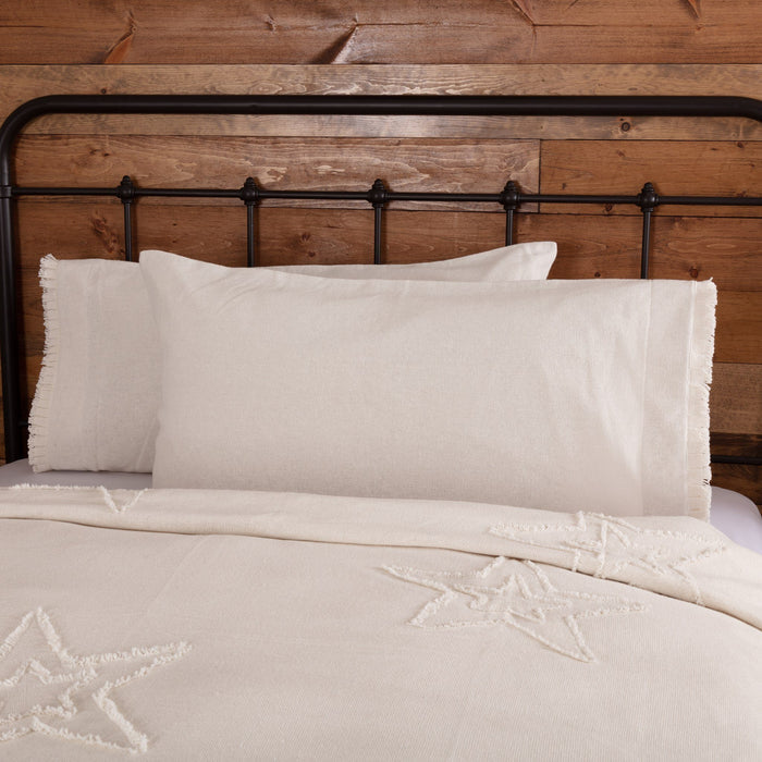 Burlap Antique White Ruffled King Pillow Case - Set of 2 - Primitive Star Quilt Shop