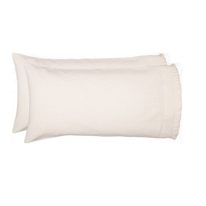 Burlap Antique White Ruffled King Pillow Case - Set of 2 - Primitive Star Quilt Shop