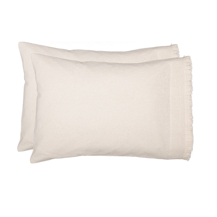 Burlap Antique White Ruffled Standard Pillow Case - Set of 2 - Primitive Star Quilt Shop