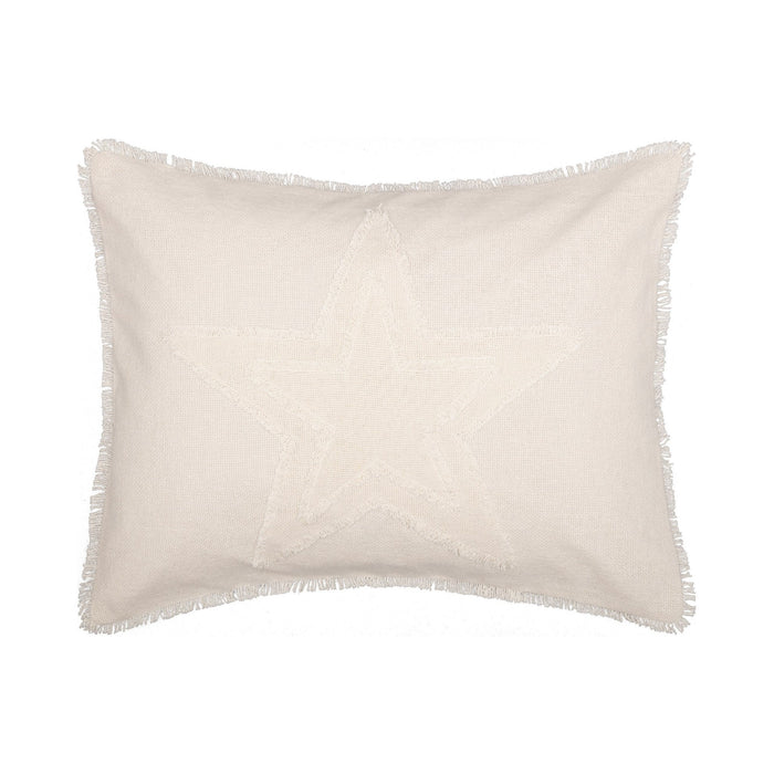 Burlap Antique White Star Standard Sham 21x27" - Primitive Star Quilt Shop