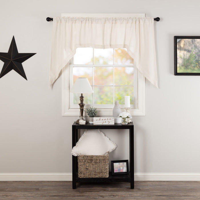 Burlap Antique White Swag Curtains - Primitive Star Quilt Shop
