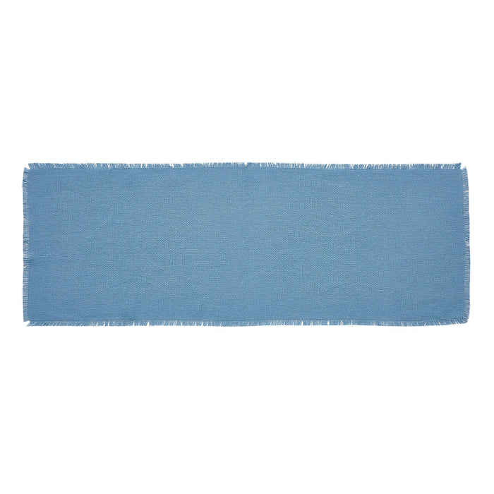 Burlap Blue Fringed Runner 12x36" - Primitive Star Quilt Shop