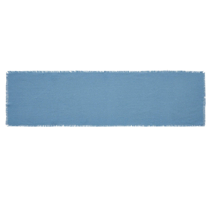 Burlap Blue Fringed Runner 12x48" - Primitive Star Quilt Shop
