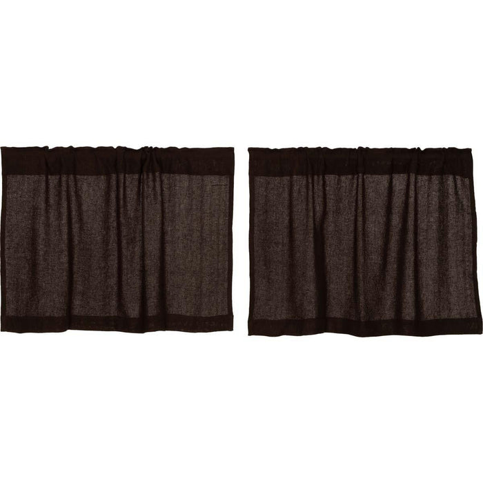 Burlap Chocolate Tier Curtains 24" - Primitive Star Quilt Shop