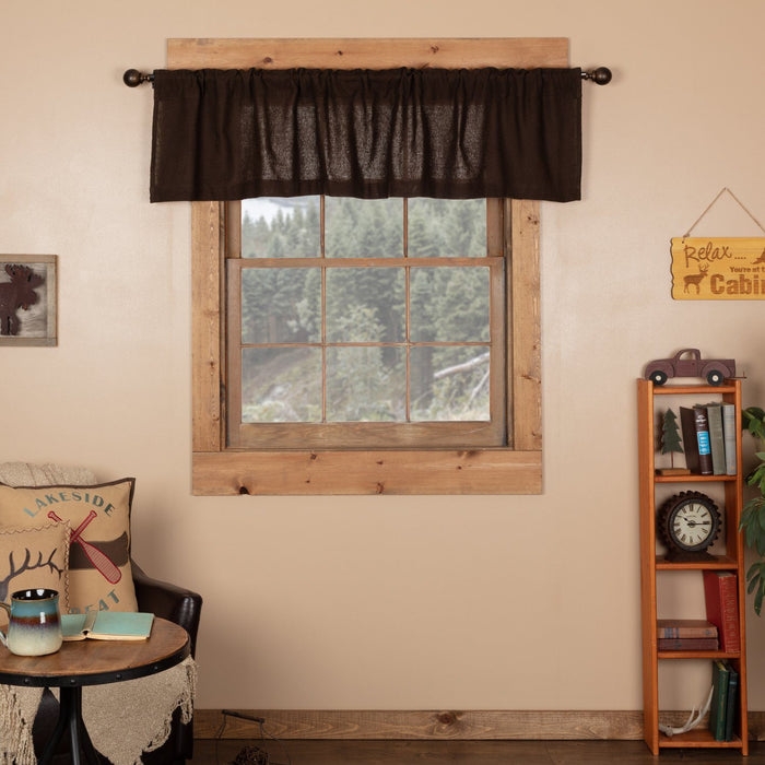 Burlap Chocolate Valance 72" - Primitive Star Quilt Shop