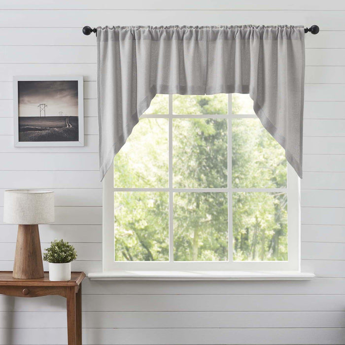 Burlap Dove Grey Swag Curtains - Primitive Star Quilt Shop