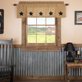 Burlap Natural Black Stencil Star Valance 60" - Primitive Star Quilt Shop