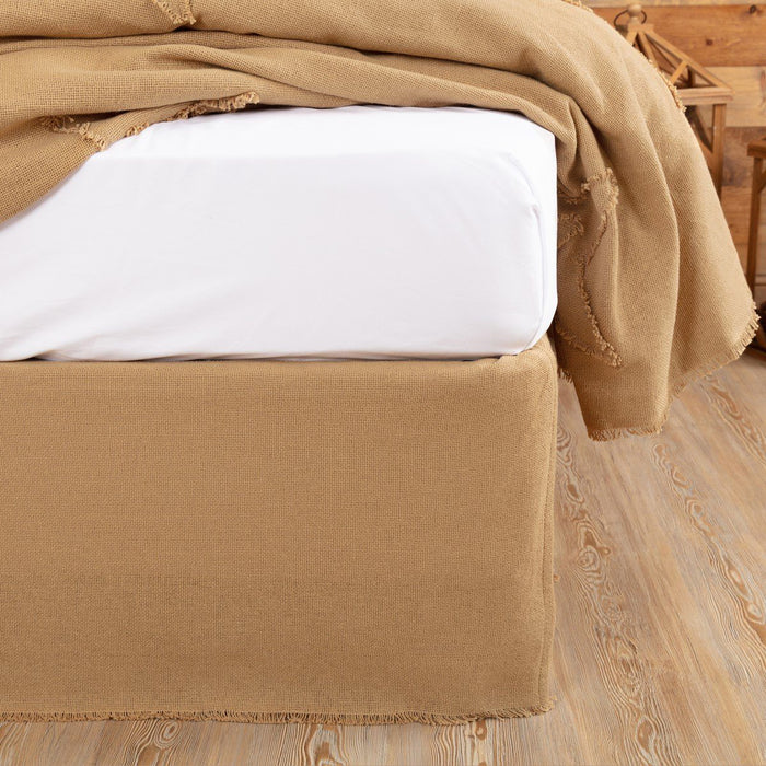 Burlap Natural Fringed Bed Skirt - Primitive Star Quilt Shop