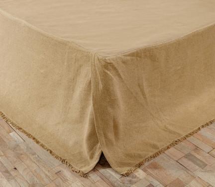 Burlap Natural Fringed Bed Skirt - Primitive Star Quilt Shop