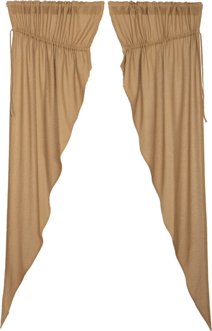 Burlap Natural Long Prairie Curtains 84" - Primitive Star Quilt Shop