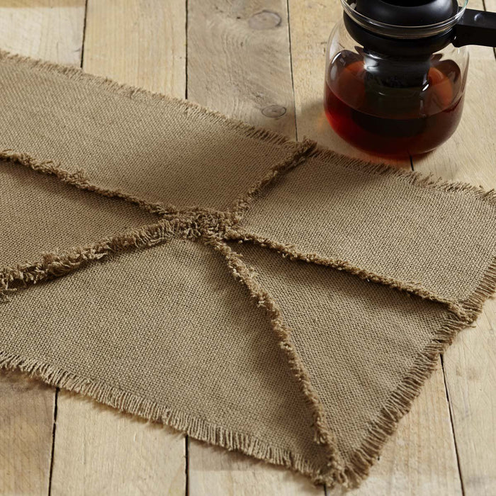 Burlap Natural Reverse Seam Patch Runner 13x48" - Primitive Star Quilt Shop