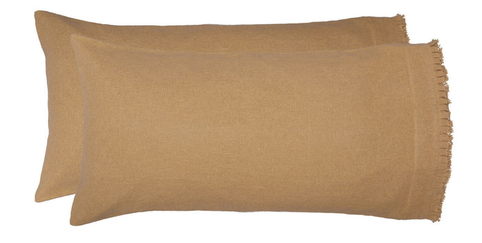 Burlap Natural Ruffled King Pillow Case - Set of 2 - Primitive Star Quilt Shop