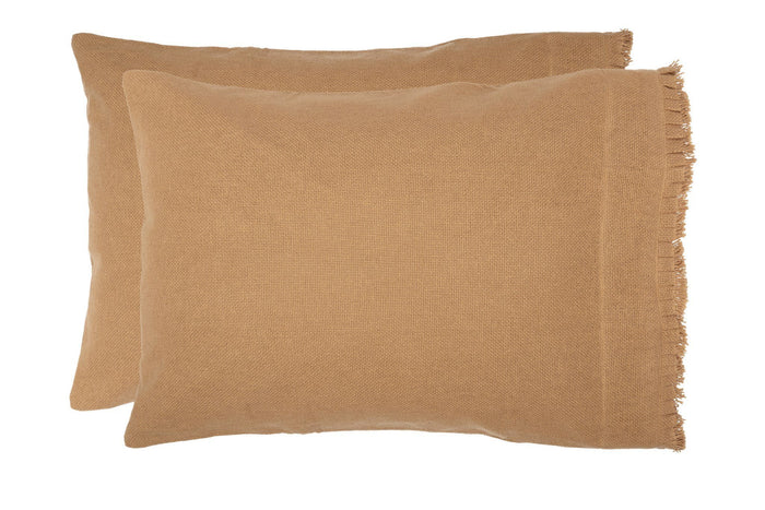 Burlap Natural Ruffled Standard Pillow Case - Set of 2 - Primitive Star Quilt Shop