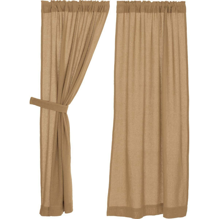 Burlap Natural Short Panel Curtains 63" - Primitive Star Quilt Shop