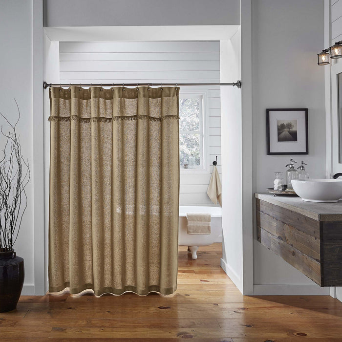 Burlap Natural Shower Curtain - Primitive Star Quilt Shop