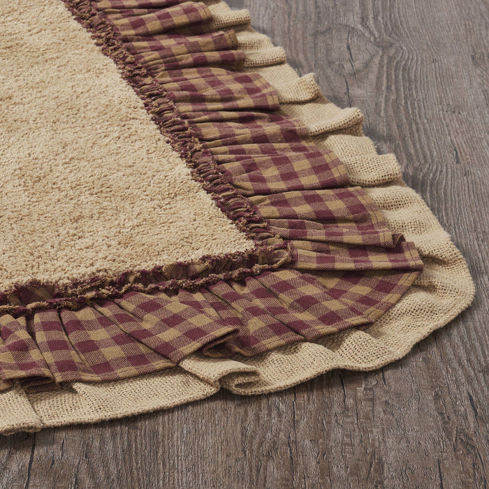 Burlap Natural with Burgundy Check Bathmat 20x30" - Primitive Star Quilt Shop