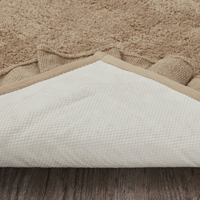 Burlap Natural with Burgundy Check Bathmat 20x30" - Primitive Star Quilt Shop