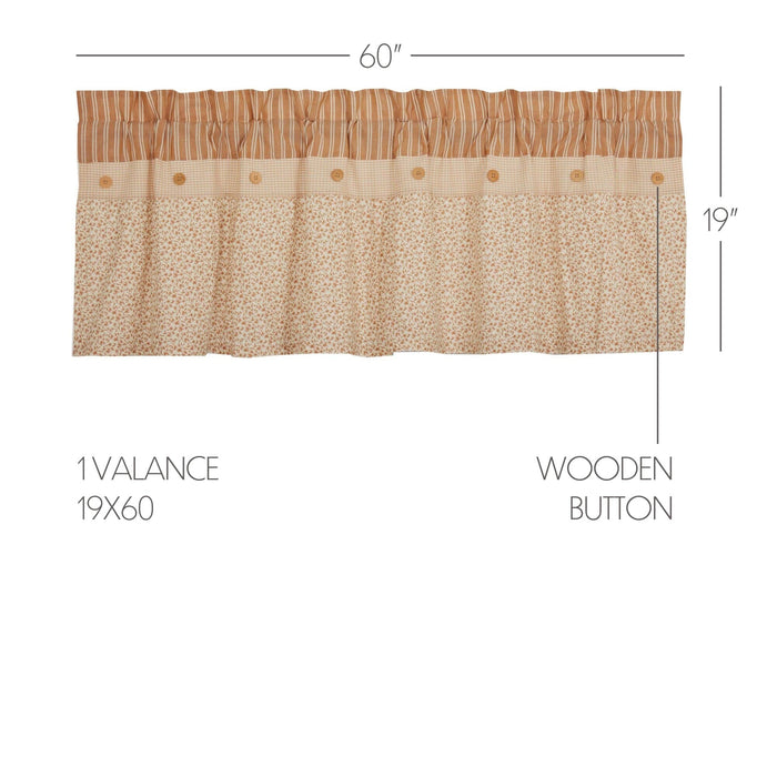 Camilia Ruffled Lined Valance 60" - Primitive Star Quilt Shop