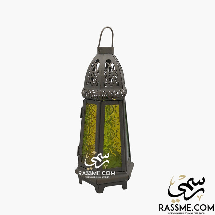 Candle Tower Blue And Green Glass Ramadan Lantern Desk