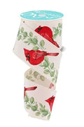 Cardinal with Eucalyptus Ribbon 2.5" x 100 Ft - Evergreen Home and Floral