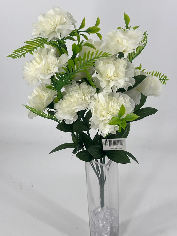 Fortune Carnation Bush Cream 18” - Artificial Flowering Plants Silk