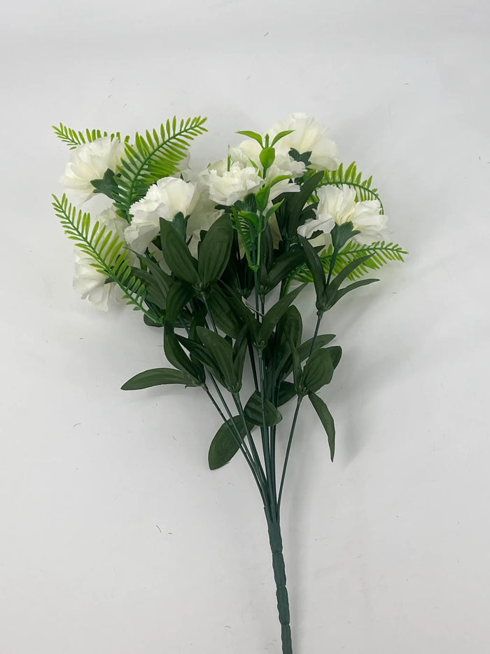 Fortune Carnation Bush Cream 18” - Artificial Flowering Plants Silk