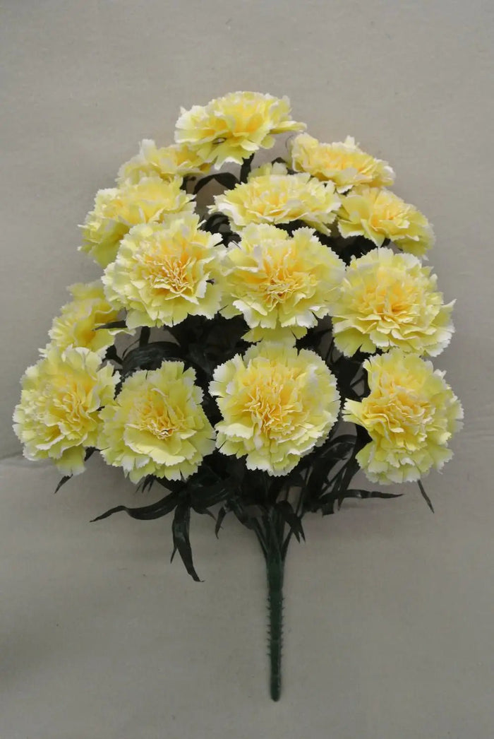 Golden Bell Carnation Bush Yellow 18" - Artificial Flowering Plants Silk