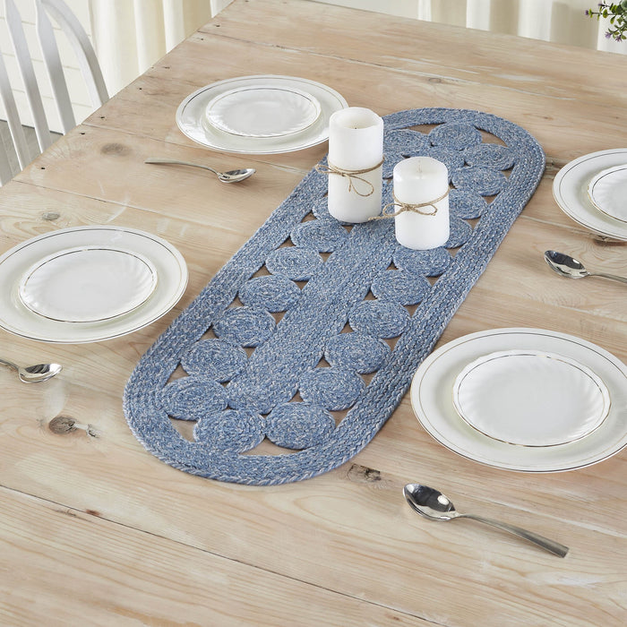 Celeste Blended Blue Indoor/Outdoor Braided Runner 12x36" - Primitive Star Quilt Shop