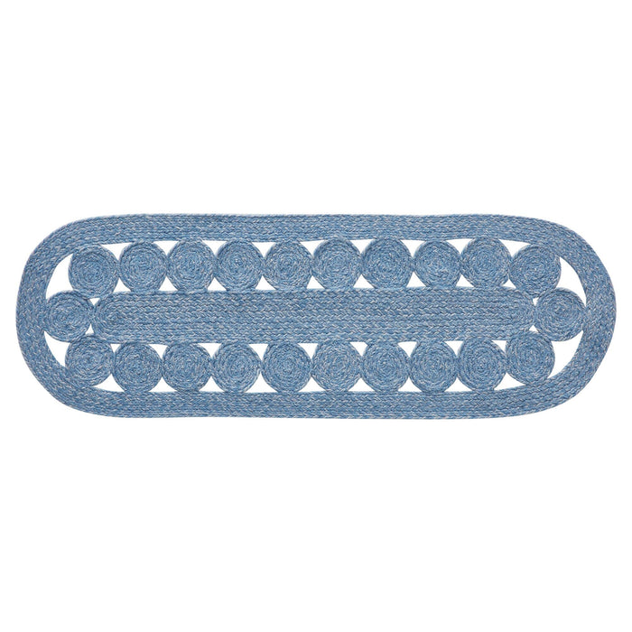 Celeste Blended Blue Indoor/Outdoor Braided Runner 12x36" - Primitive Star Quilt Shop