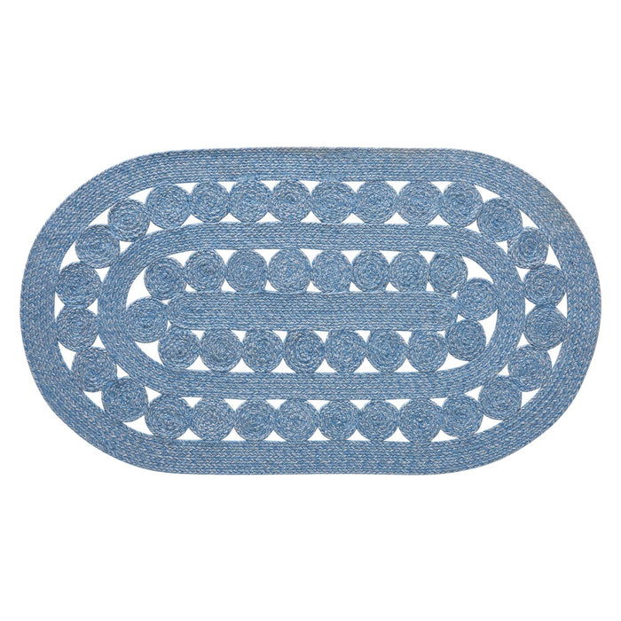 Celeste Blended Blue Indoor/Outdoor Oval Braided Rug 27x48" - Primitive Star Quilt Shop