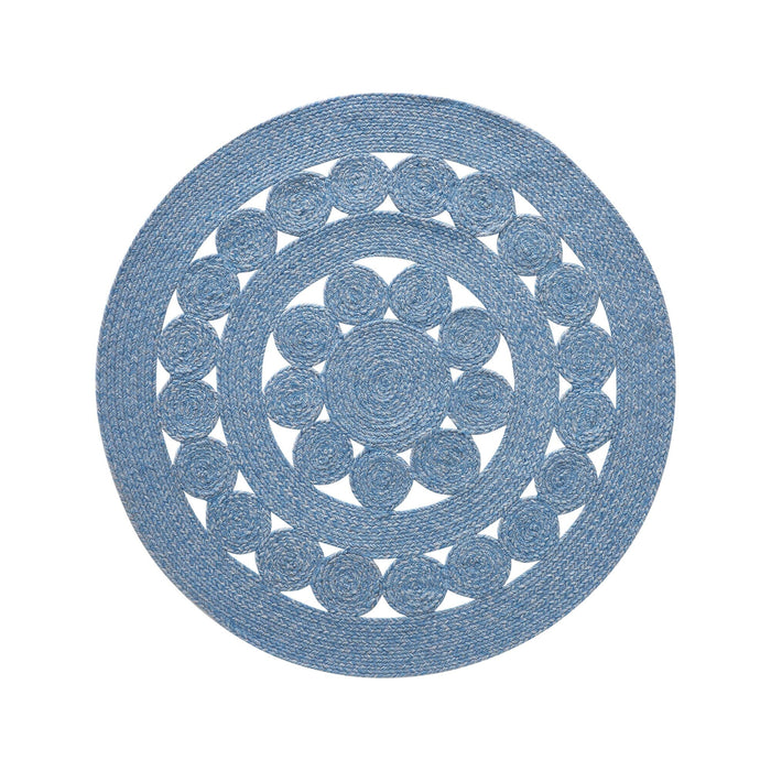 Celeste Blended Blue Indoor/Outdoor Round Braided Rug 3' - Primitive Star Quilt Shop