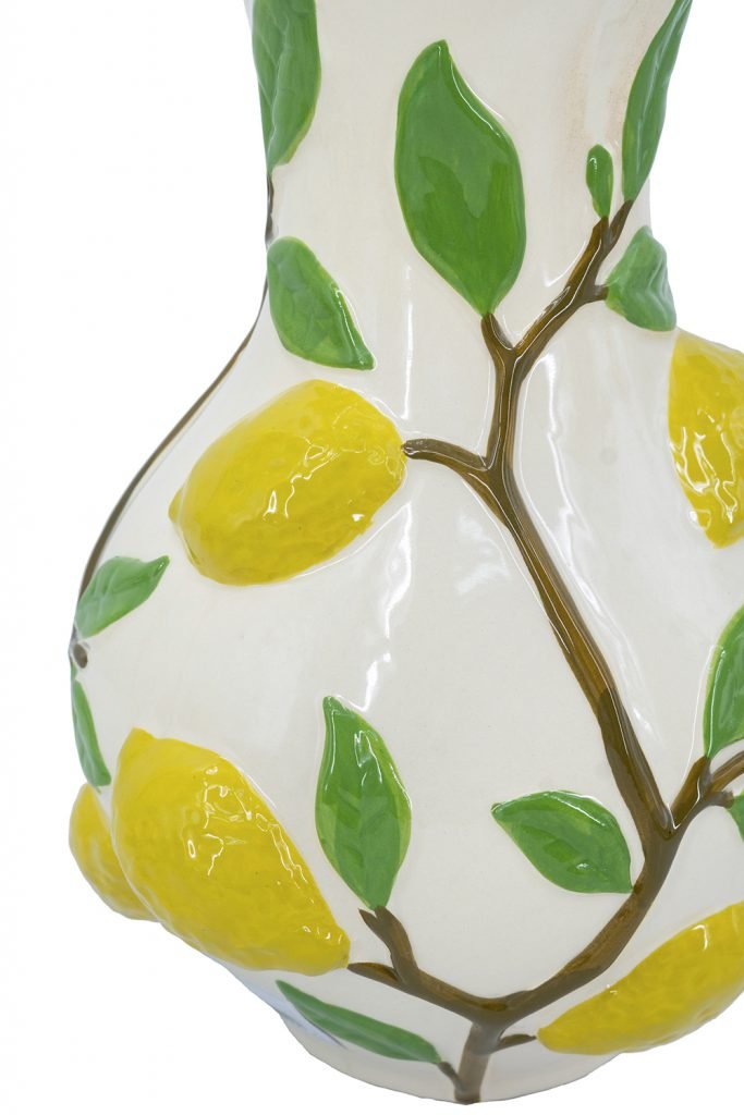 A&B Ceramic 3D Lemon Print Vase 9" x 13.5" - Vases Merchandise