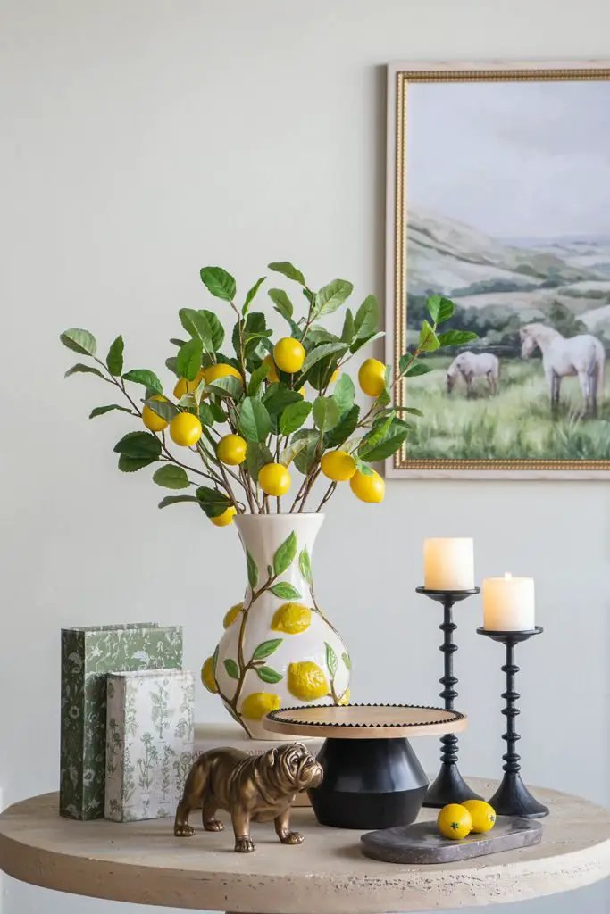 A&B Ceramic 3D Lemon Print Vase 9" x 13.5" - Vases Merchandise