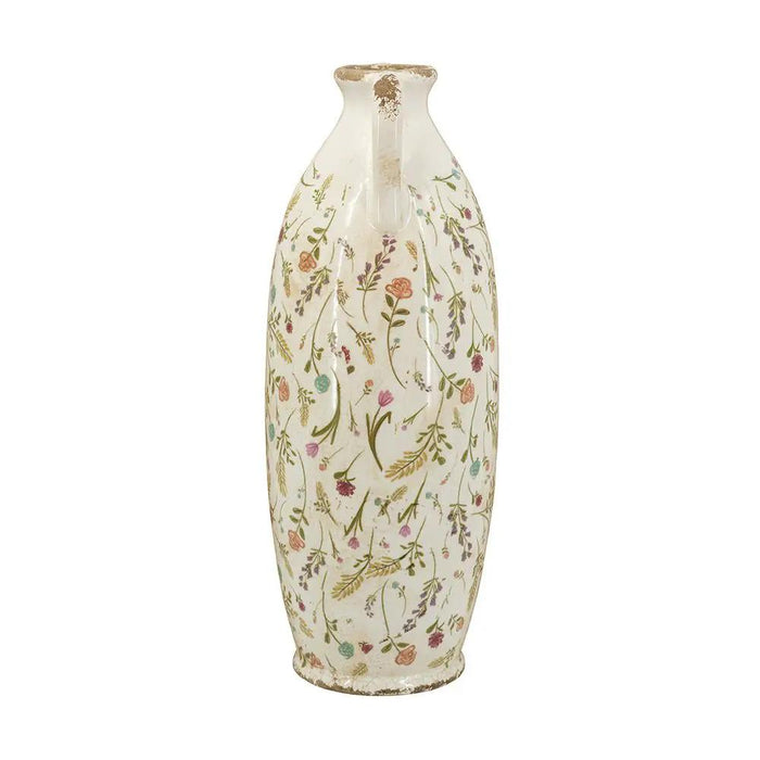 A&B Ceramic Floral Print Amphora Vase 6" x 15.5"H - Vases Merchandise