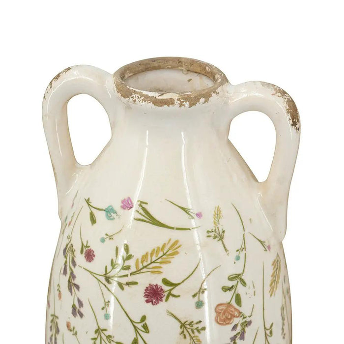 A&B Ceramic Floral Print Amphora Vase 6" x 15.5"H - Vases Merchandise