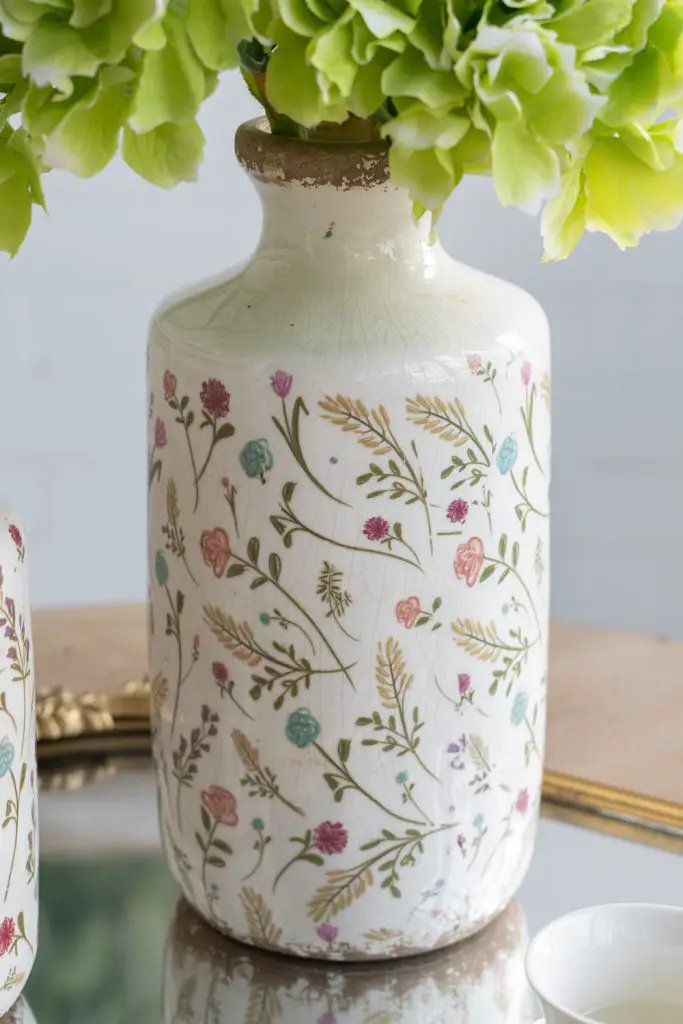 A&B Ceramic Floral Print Vase Large 5.3"D x 10.5"H - Vases Merchandise