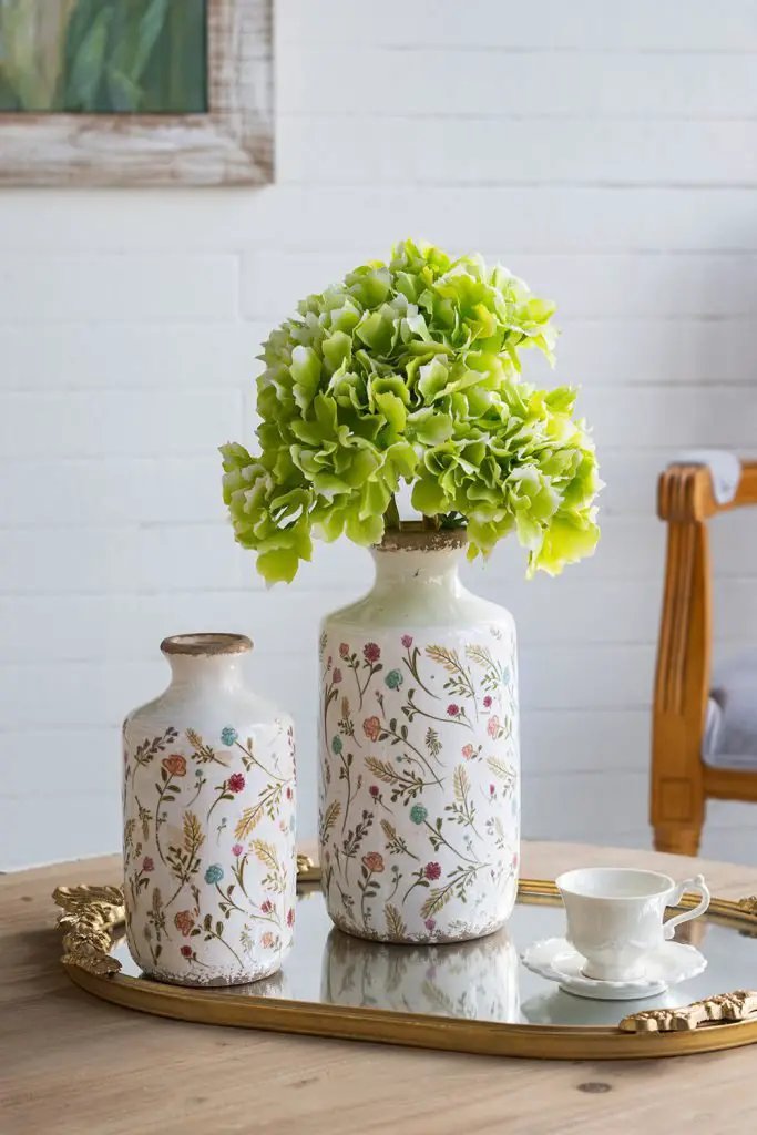 A&B Ceramic Floral Print Vase Large 5.3"D x 10.5"H - Vases Merchandise