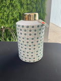 Sagebrook Ceramic Jar with Gold Lid Green/White 9" - Decorative Jars Merchandise