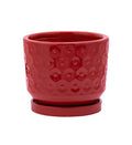 Napco Ceramic Red Prism Planter with Saucer 4" x 4.75" - Merchandise