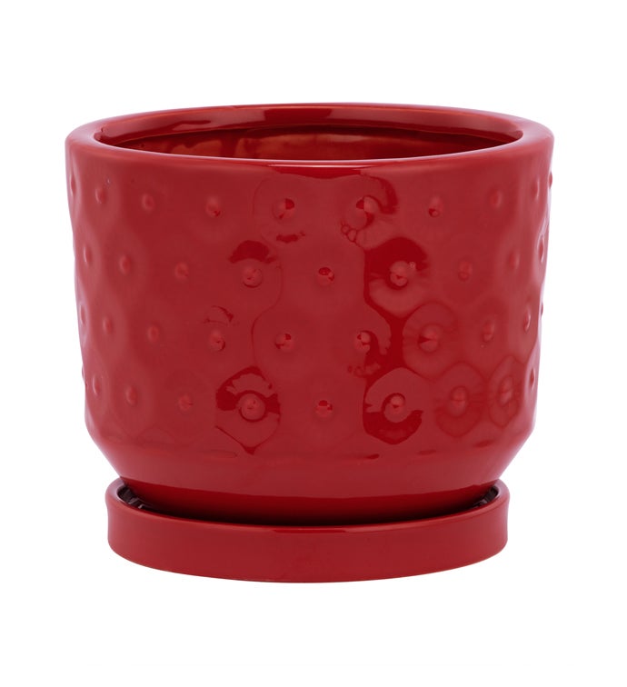 Napco Ceramic Red Prism Planter with Saucer 5.25" x 6" - Merchandise