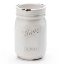 Napco Ceramic White Mason Jar Small 5"H - Decorative Jars Merchandise