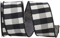 Reliant Check 2-Sided Dupione Deluxe Wired Black-White 2.5" x 10yd - Ribbons & Trim Ribbon