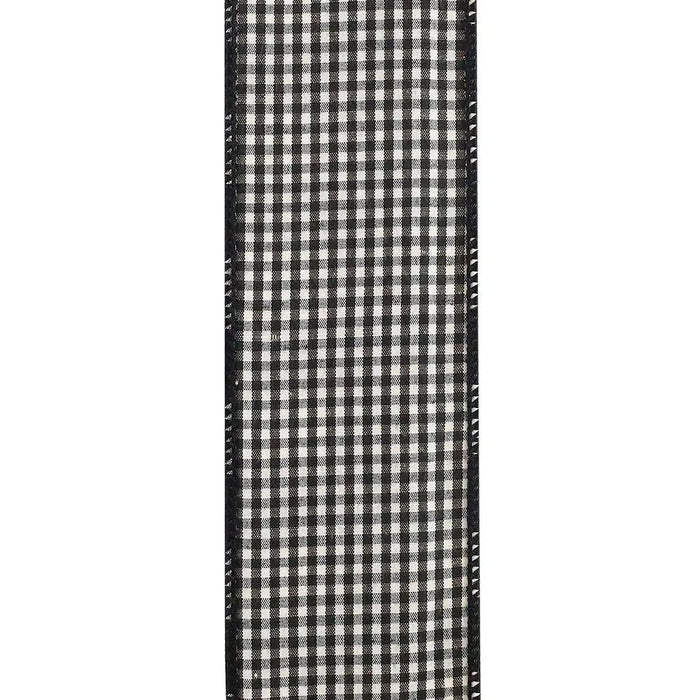 Reliant Check 2-Sided Dupione Deluxe Wired Black-White 2.5" x 10yd - Ribbons & Trim Ribbon