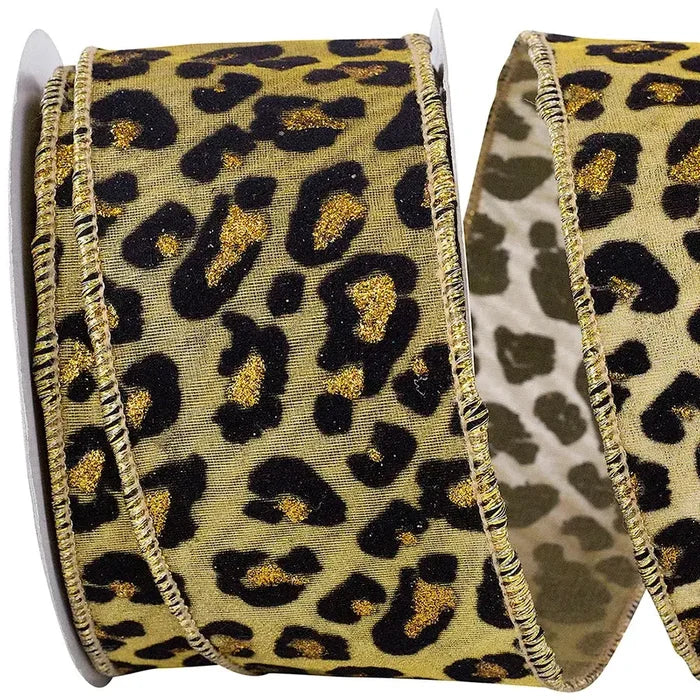 Cheetah/Jaguar Spots Wired Edge Ribbon 2.5" x 10 Yds
