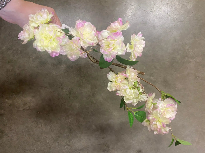 Le Fleur Cherry Blossom Spray Yellow/Pink 20" - Artificial Flowering Plants Silk