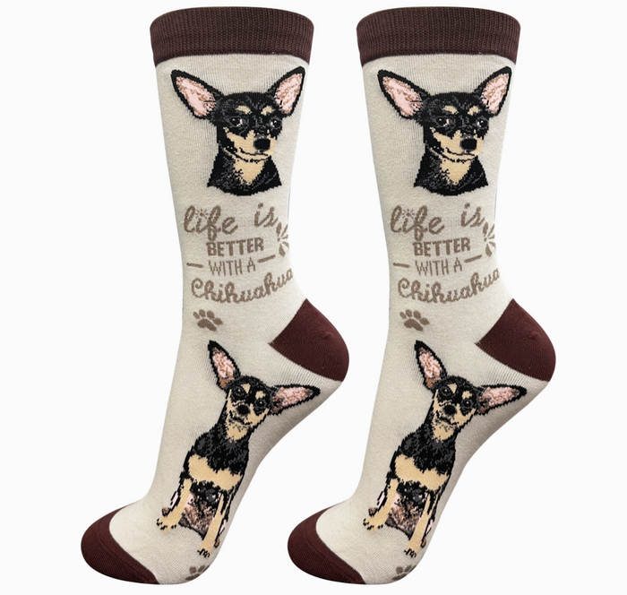 Chihuahua Black - Life is Better Dog Socks - Premium Socks from Sock Daddy - Just $10.95! Shop now at Pat's Monograms