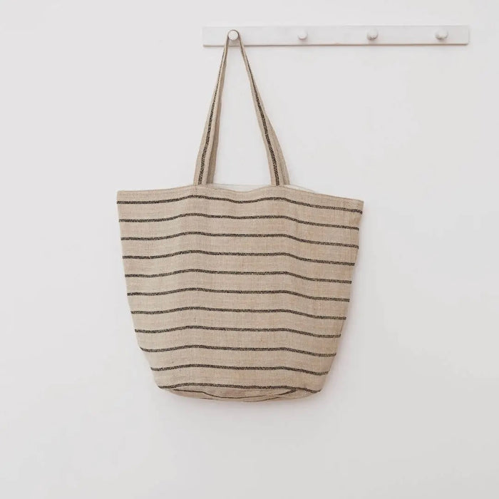 Chloe Natural Black Stripe Jute Lined Bag